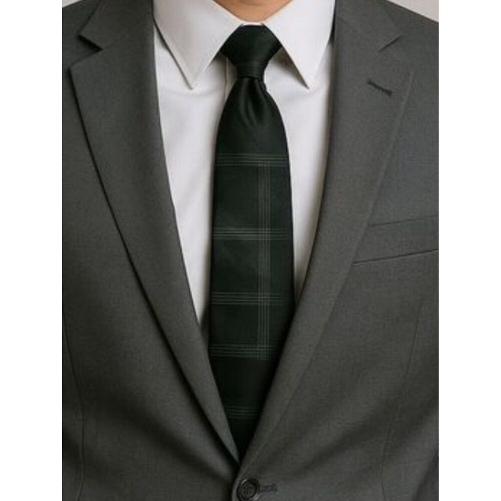 J. Ferrar Black & Green Geometric Silk Tie Necktie Office Party Interview Upgrad